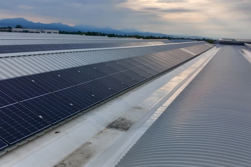 Copertura industriale con impianto fotovoltaico installato Copertura industriale con impianto fotovoltaico installato