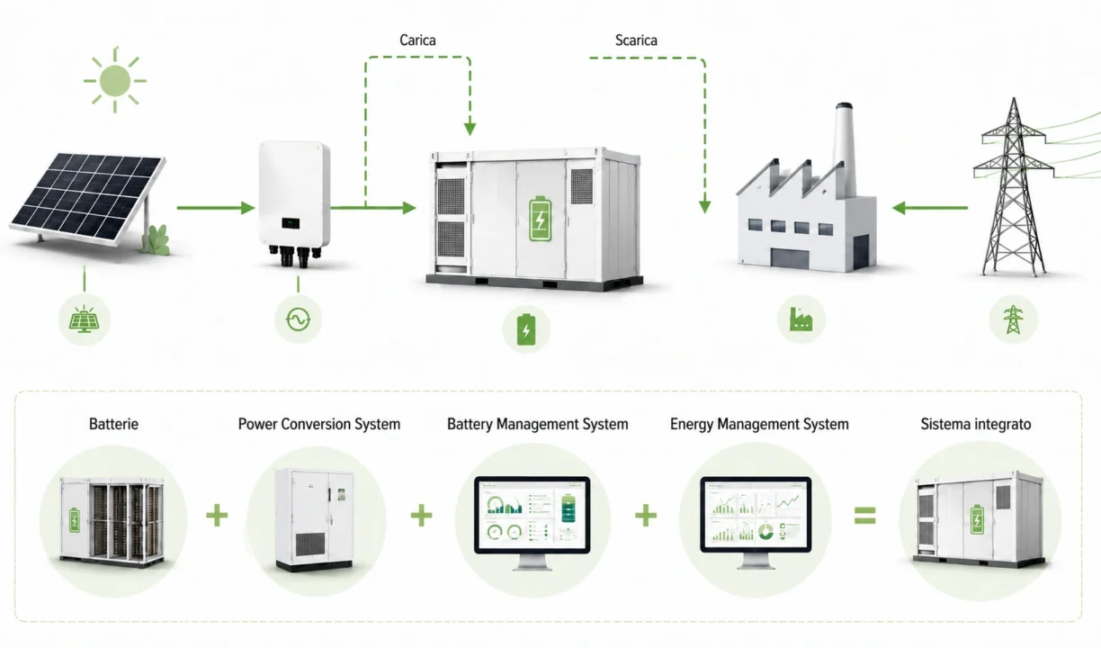 Infografica - Come Funziona Un Sistema BESS Per Impianti Fotovoltaici Infografica - Come Funziona Un Sistema BESS Per Impianti Fotovoltaici
