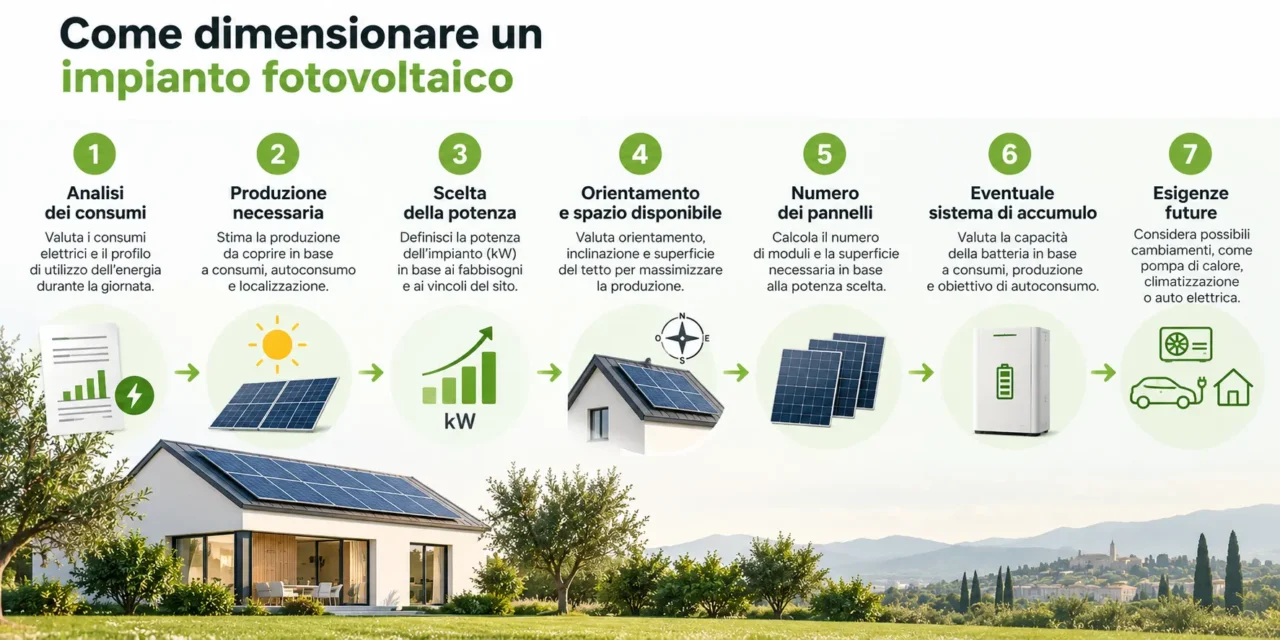 Infografica - Come Dimensionare Un Impianto Fotovoltaico Infografica - Come Dimensionare Un Impianto Fotovoltaico